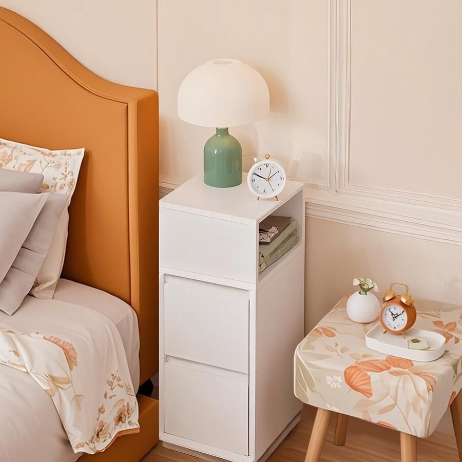 Nachtkastje Smal Bijzettafel 2 Lades Open Vak