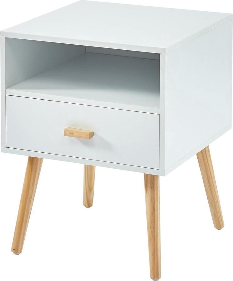 Nachtkastje ULOS wit en hout modern design 1 stuk