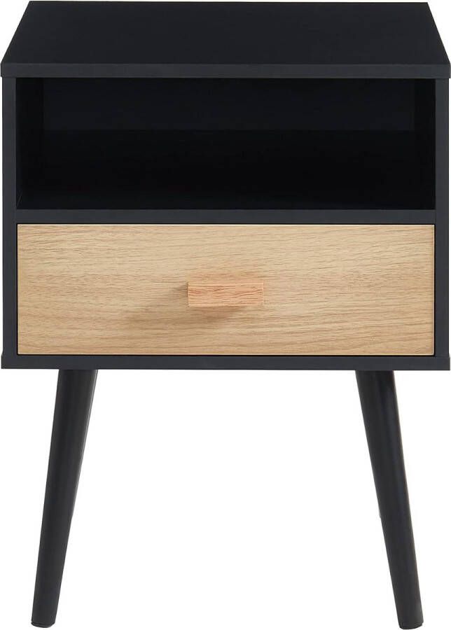 Nachtkastje ULOS zwart en licht hout