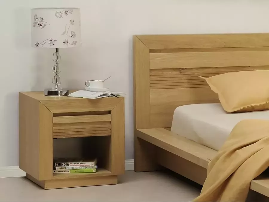 Nachtkastje van hout SYMPHONIE 1 lade Geoliede eik en MDF L 45 cm x H 48 cm x D 40 cm