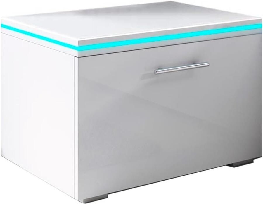 Nachtkastje Victoria met LED-verlichting – Wit modern design
