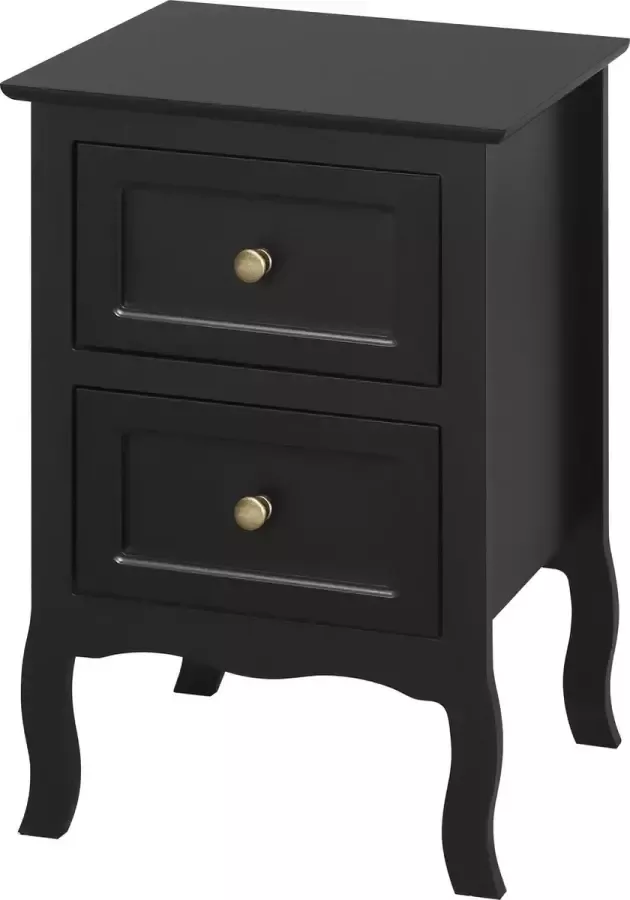 Nachtkastje Vintage Rustiek Salontafel Slaapkamer Meubel MDF Bijzettafel Metaal Industrieel Zwart