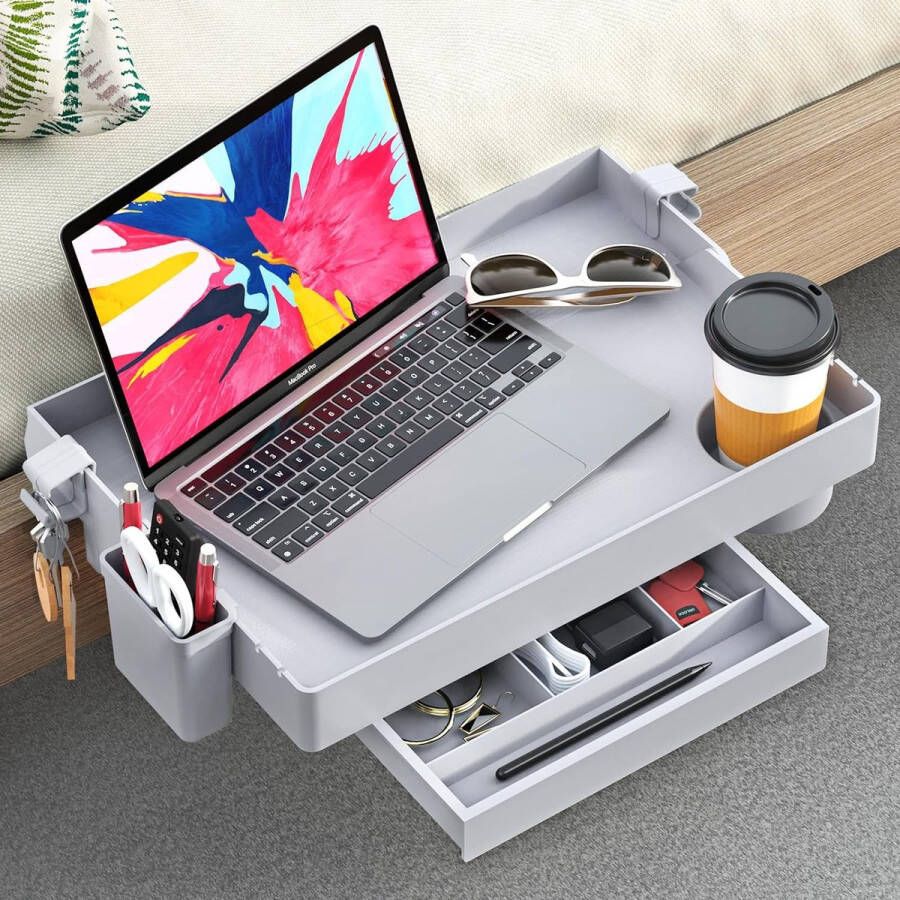 Nachtkastje voor bed opvouwbaar stapelbed voor bovenste stapelbed insteekbaar nachtkastje met lade onmisbare tafel in studentenhuis oversized met lade grijs