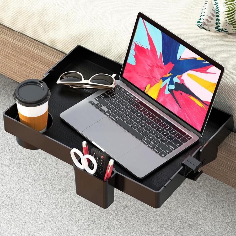 Nachtkastje voor bed opvouwbare stapelbedplank voor top stapelbed clip op nachtkastje met haken en bekerhouder zwart Beside shelf