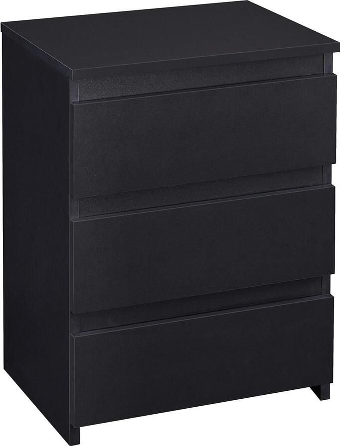 Nachtkastje voor boxspringbedden nachtkastje in zwart met 3 laden