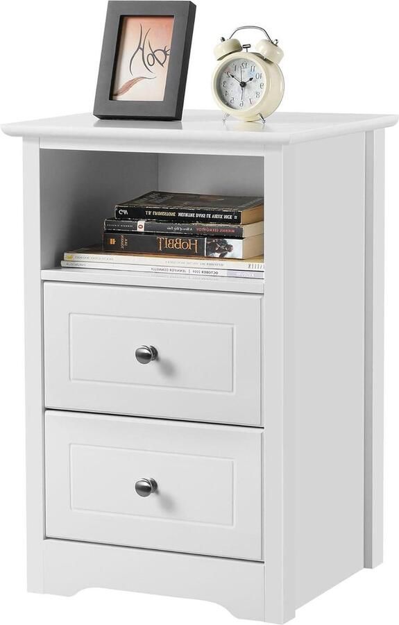 Nachtkastje voor boxspringbedden nachtkastje met 2 laden 1 stuk wit