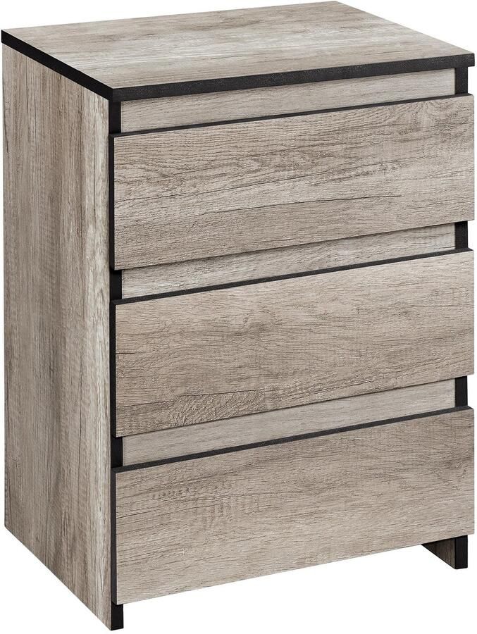 Nachtkastje voor boxspringbedden nachtkastje nachtcommode in grijs met 3 laden