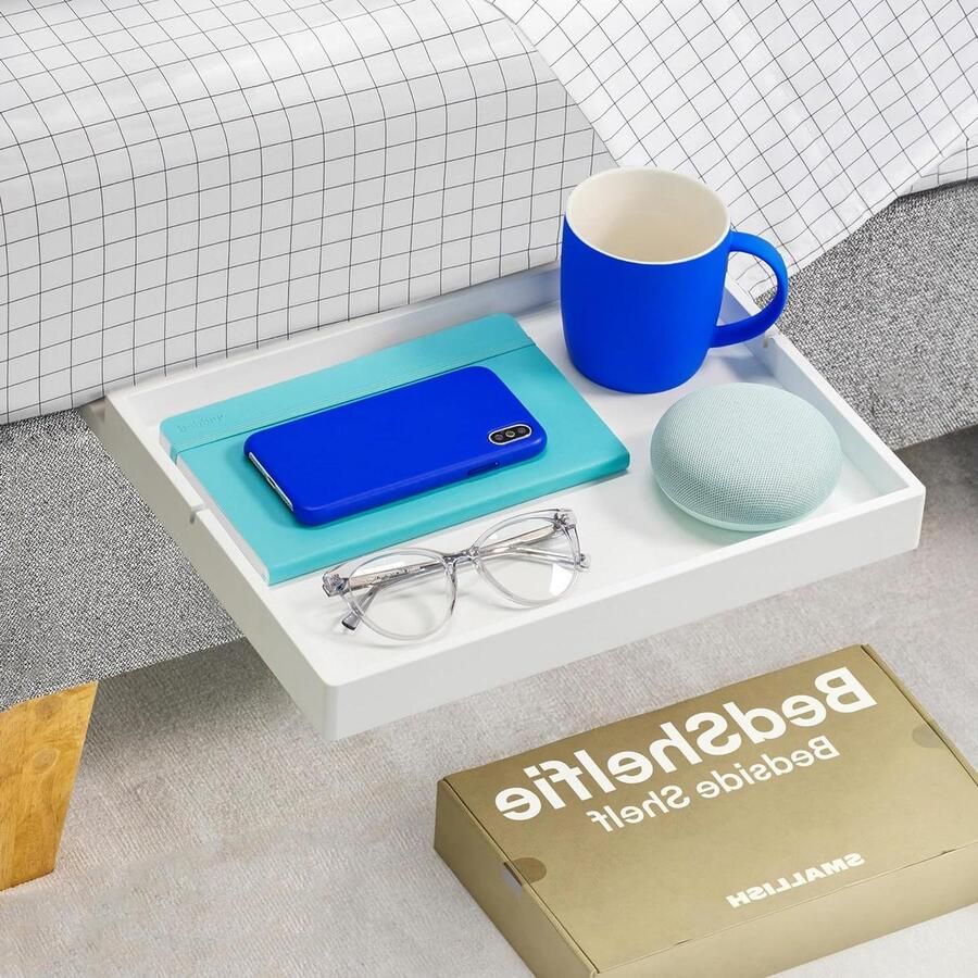 Nachtkastje voor stapelbed en bovenste stapelbed Handige organizer voor studentenkamer Wit houten dienblad Beside shelf - Foto 2