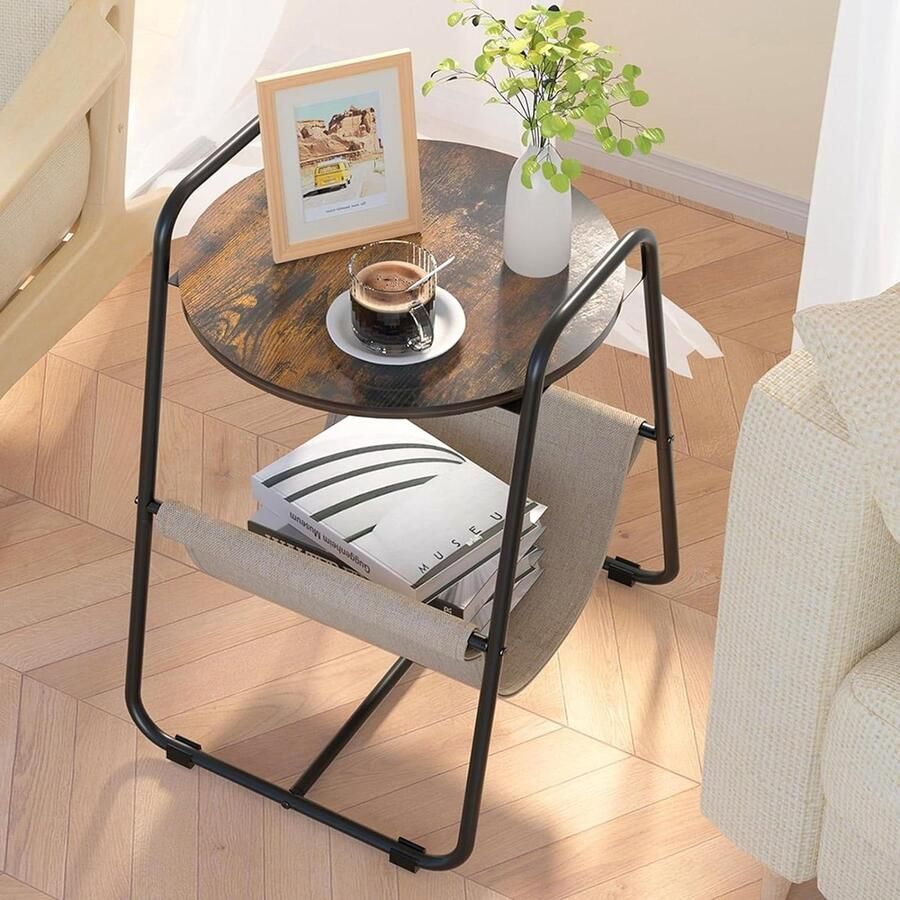 Nachtkastje voor woonkamer rond nachtkastje kleine salontafel accent voor bank slaapkamer nachtkastje opbergruimte grijs en zwart