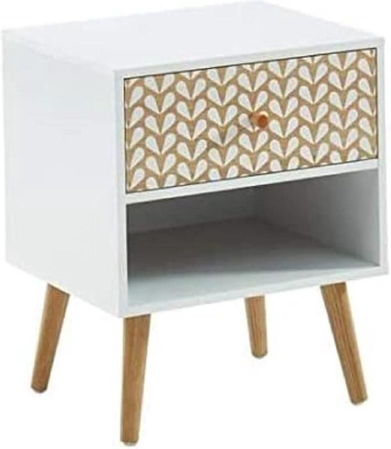 Nachtkastje wit en eikeneffect Oost-Indische kers 40 cm Nachtkastje