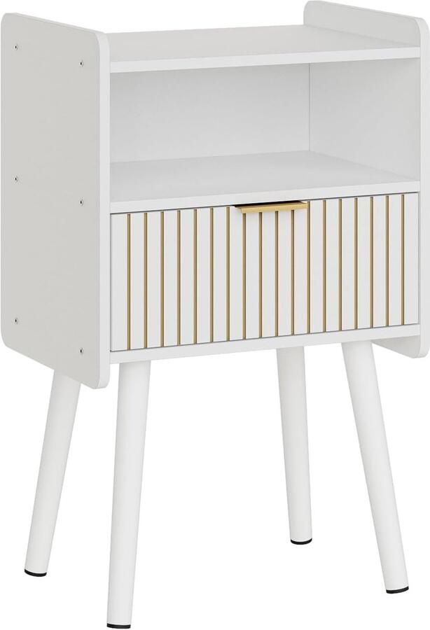 Nachtkastje wit houten nachtkastje met opbergruimte lade bijzettafel voor slaapkamer woonkamer kantoor wit