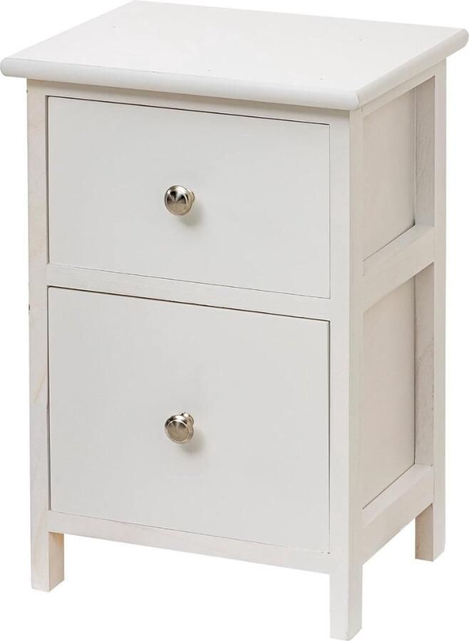 Nachtkastje woon- en slaapkamermeubel badkamermeubel multifunctionele kast wit met 2 laden afmetingen 30x24x43 cm