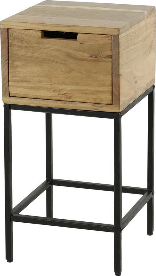 Luce home Nachtkastje XS Flat 1 lade bruin zwart hout metaal 30 x 30 x 60 cm woonkamer slaapkamer modern design