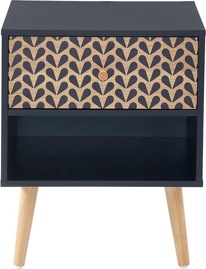 Nachtkastje zwart eikeneffect 40 cm