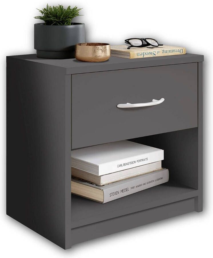 Nachtkastje Zwart Kast met Lade Kast voor op de kamer Luxe Design