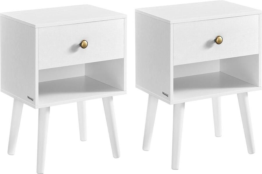 Rootz Living Rootz Nachtkastjes Set Kleur Sneeuwwitje Spaanplaat MDF Massief Hout Nachtkastje Set 28cm x 39cm x 55cm 10 8kg Gewicht 59kg Capaciteit