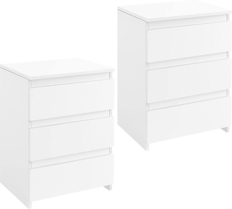 Nachtkastjes set van 2 nachtkastje met 3 laden nachtkastje van hout ladecommode wit 45 x 35 x 60 5 cm