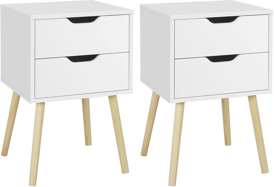Nachtkastjes set van 2 nachtkastjes met poten bedconsole commode kast 2 laden bijzettafel koffietafel hoogte 61 cm