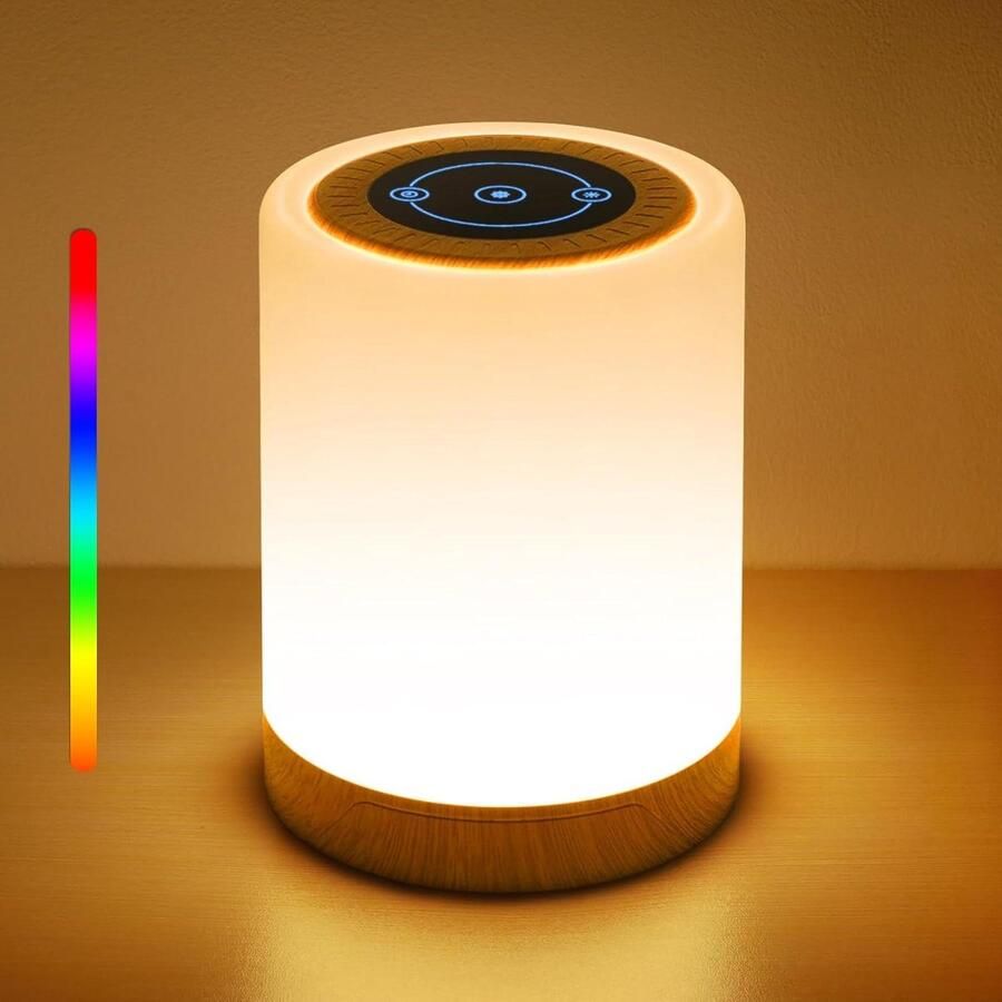 Nachtkastlamp Touch Dimbaar LED Nachtlicht Warm Licht Led-nachtlampje Oplaadbaar USB 12 RGB Kleuren en 4 Modi Timer Sfeerlicht Bureaulamp Draagbaar voor Slaapkamer woonkamer