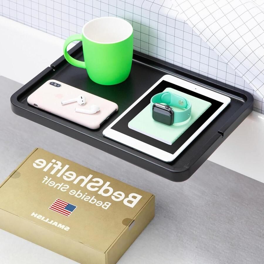 Nachtkastplank voor stapelbed opbergplank voor bovenste stapelbed studentenslaapzaal loftbedaccessoires clip-on nachtkastje snackorganizer zwevend bed bijzettafellade opslag nachtkastje zwart 60 cm hoog