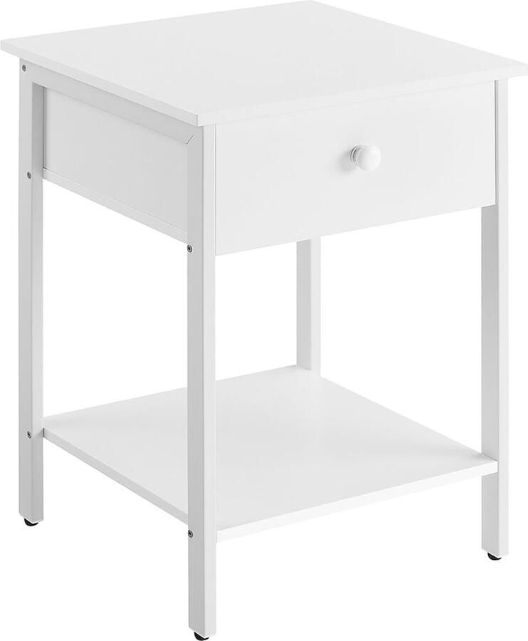 Rootz Living Rootz Matwit Nachtkastje Bijzettafel Spaanplaat en stalen constructie 40 cm x 40 cm x 55 cm 9 kg 20 kg Oppervlaktecapaciteit 10 kg Ladecapaciteit 10 kg Plankcapaciteit 40 kg Totale capaciteit