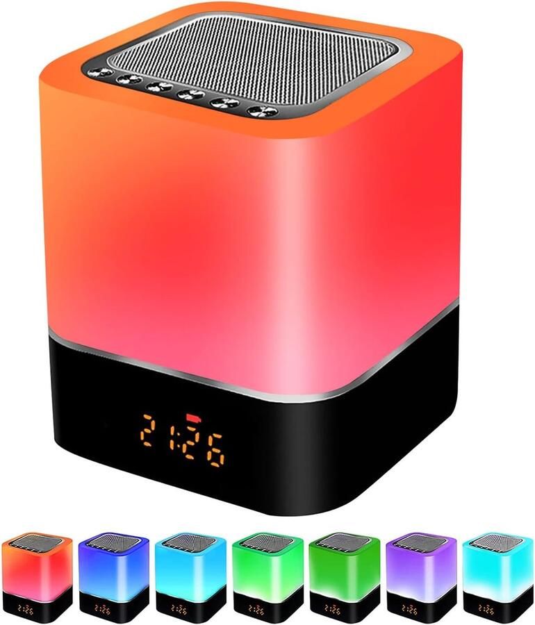 Nachtlampje met wekker Bluetooth-luidspreker en touch-sensor RGB Tafellamp met dimbare veelkleurige verlichting