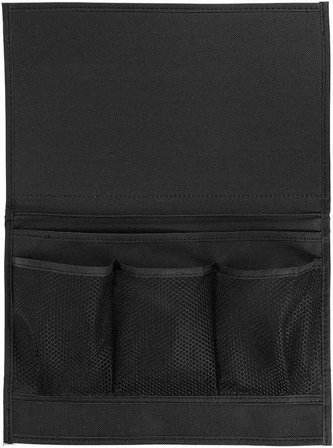 Nachtstandaard Organizer met 3 Zakken 33 x 24 cm Bed Hangende Houder voor Afstandsbediening Telefoons Brillen Zwart