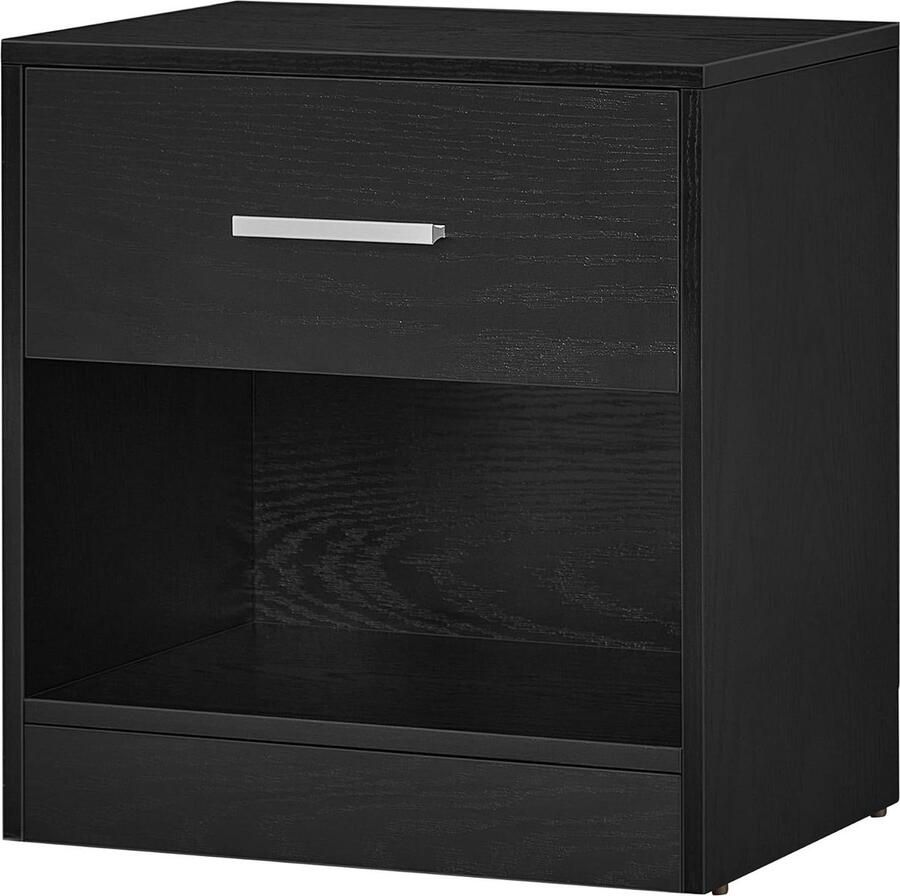 Nachttafel bijzettafel met lade handvat open vak salontafel voor slaapkamer woonkamer klassiek zwart Let619T56 handig en stijlvol nachtkastje zwart 60 cm hoog