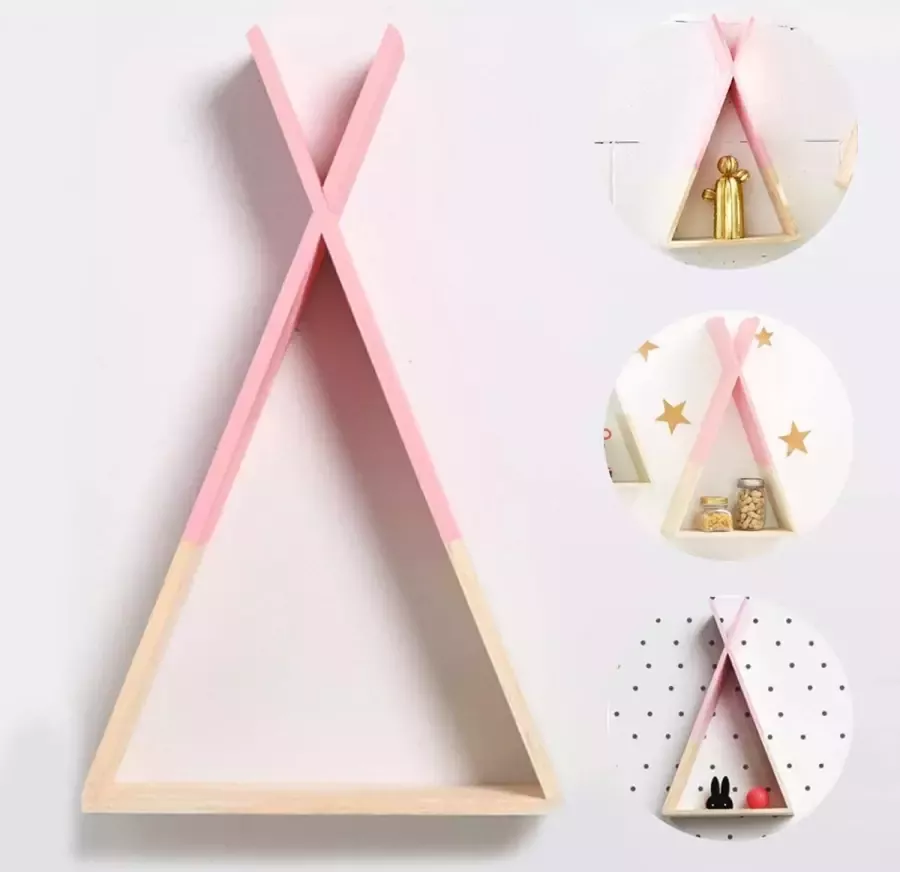 Nacnic Roze Scandinavische stijl wandrek driehoekig rek van MDF-hout kinderkamer woonkamer en babyrekken