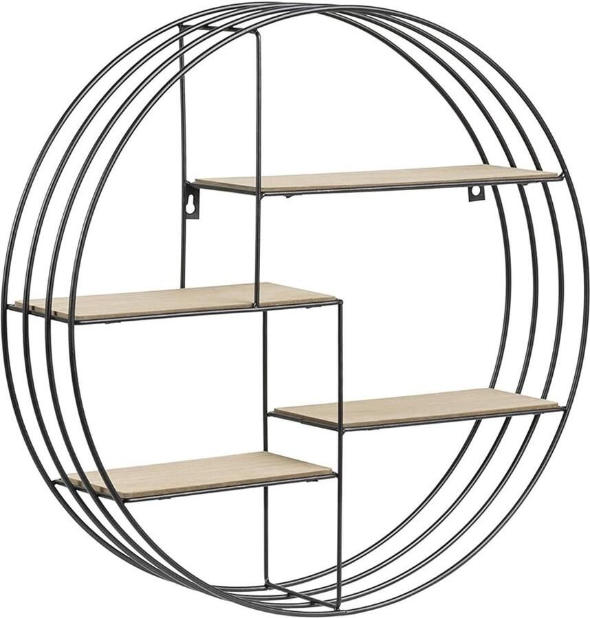 Nadine Rond wandrek metalen muurdecoratie industriële stijl zwart
