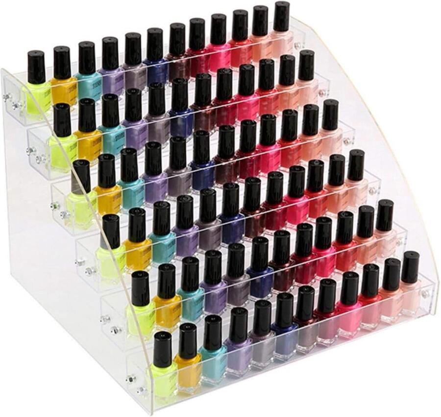 Nagellakhouder nagellak-organizer acryl transparant ruimte voor maximaal 60 flessen universeel 6 couches transparant
