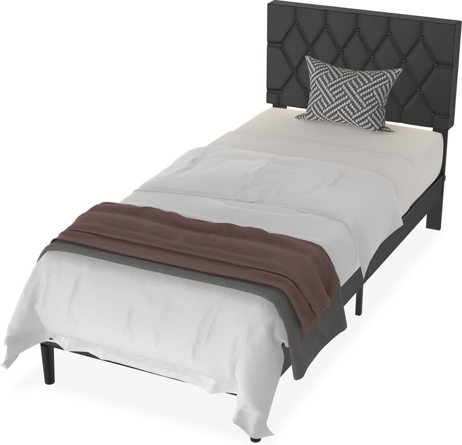 JOIEYOU bedframe 90x200 cm bedframe metaal bed met fluwelen hoofdeinde en lattenbodem jeugdbed logeerbed eenpersoonsbed voor slaapkamer logeerkamer zwart