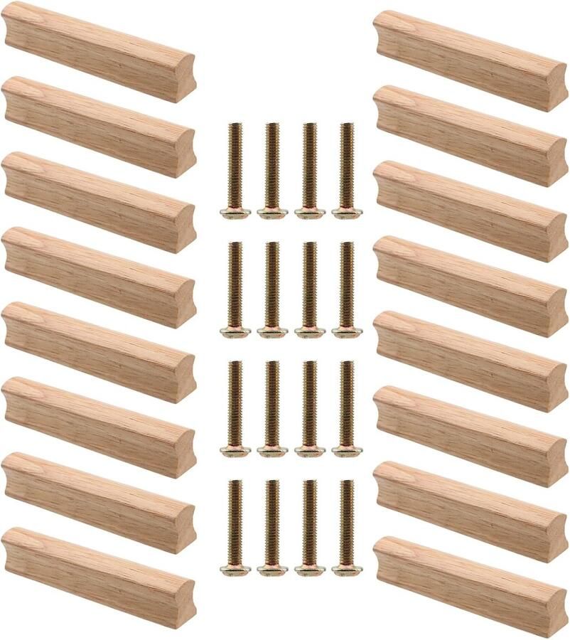 NAMYEUT 16pcs Wooden Furniture Handles 130mm Wooden Cabinet Handles Hole Spacing 96mm with Screws Wooden Handles Furniture Handle for Doors Drawers Cabinets Offices Kitchen Furniture Decoration