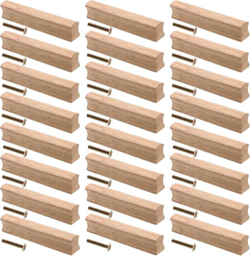 NAMYEUT Pack of 24 Wooden Furniture Handles 130 mm Wood Handle with Screws Wooden Handles Furniture Handle for Doors Drawers Cabinets Offices Kitchens Furniture Decoration