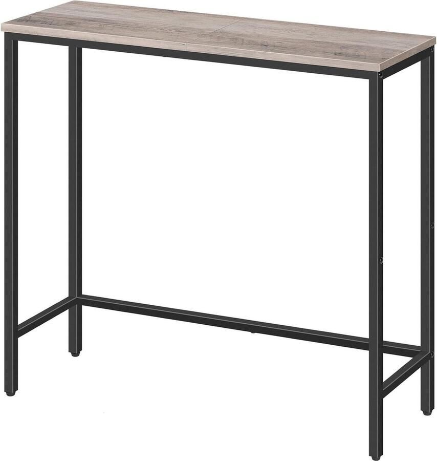 Narrow Corridor Side Table Metal Frame Compact Industrial Display Table Coffee Table for Small Spaces Hallway Living Room Robust Greyish Beige and Black EBG75XG01