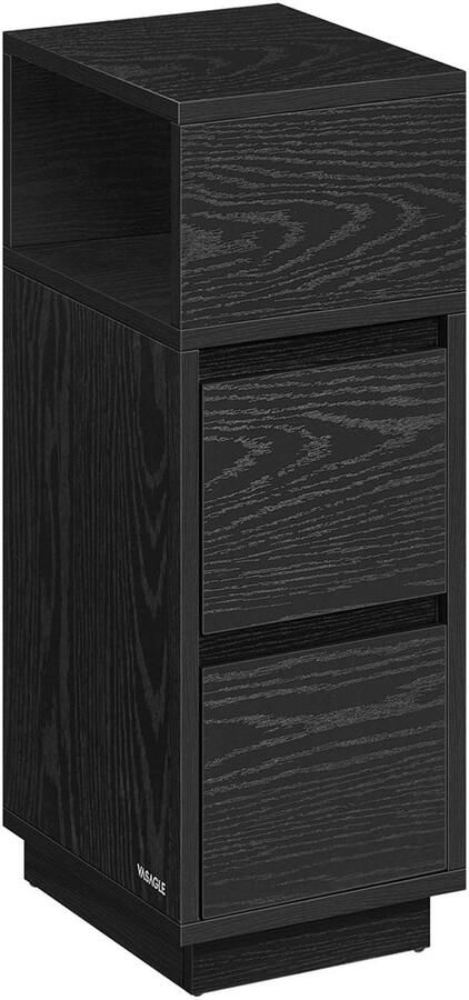 Narrow Nachtkastje 2 Lades Ruimtebesparend 30cm x 25cm x 65cm Zwart