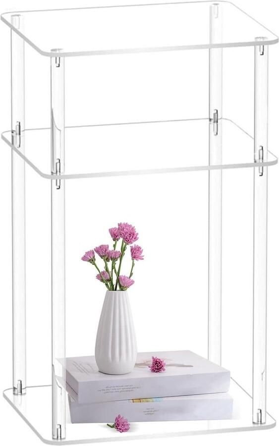 Narrow Side Table Clear Acrylic End Table Home Decor Accent Table Slim Small End Table for Small Spaces