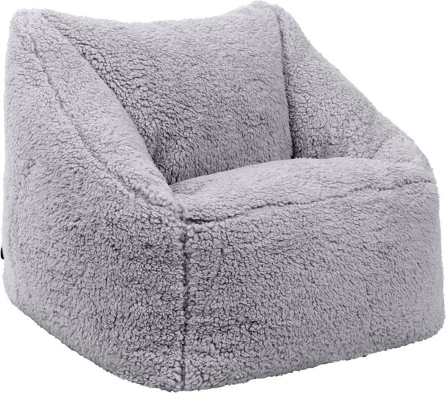 Natalia Kids Armchair Grey Sherpa Fleece Fabric Filling Included Comfortable Furniture for Playroom Children's Room Bedroom