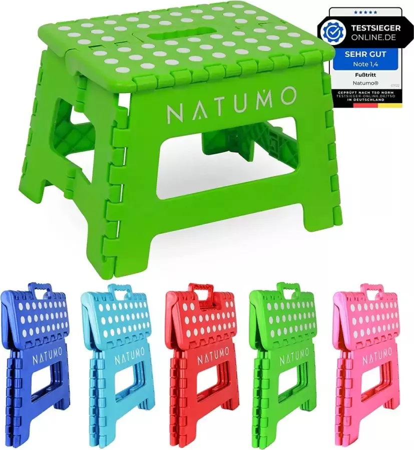 NATUMO Opstapkruk voor kinderen opvouwbare kruk lichte en antislip kinderkruk badkamer en toilet opklaptrap voor badkamer keuken en tuin 22 cm (groen)