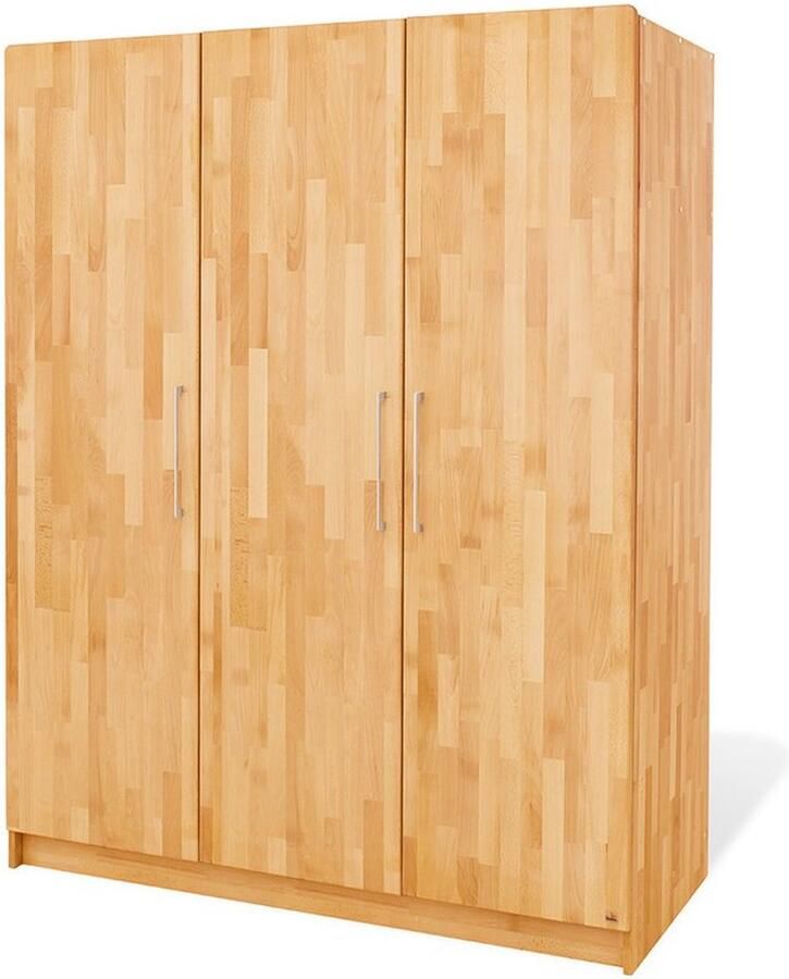 Natura Grote Kledingkast Kast Massief Houten Kledingkast Duurzaam Beukenhout 141cm x 63cm x 182cm