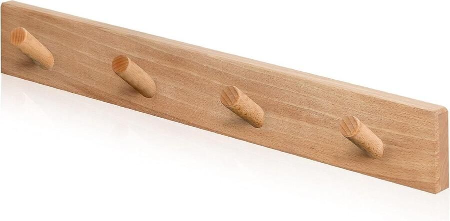 Natuurlijke houten wandkapstok met 4 haken in Scandinavisch design voor entree slaapkamer en woonkamer Gemaakt in Europa - Foto 2