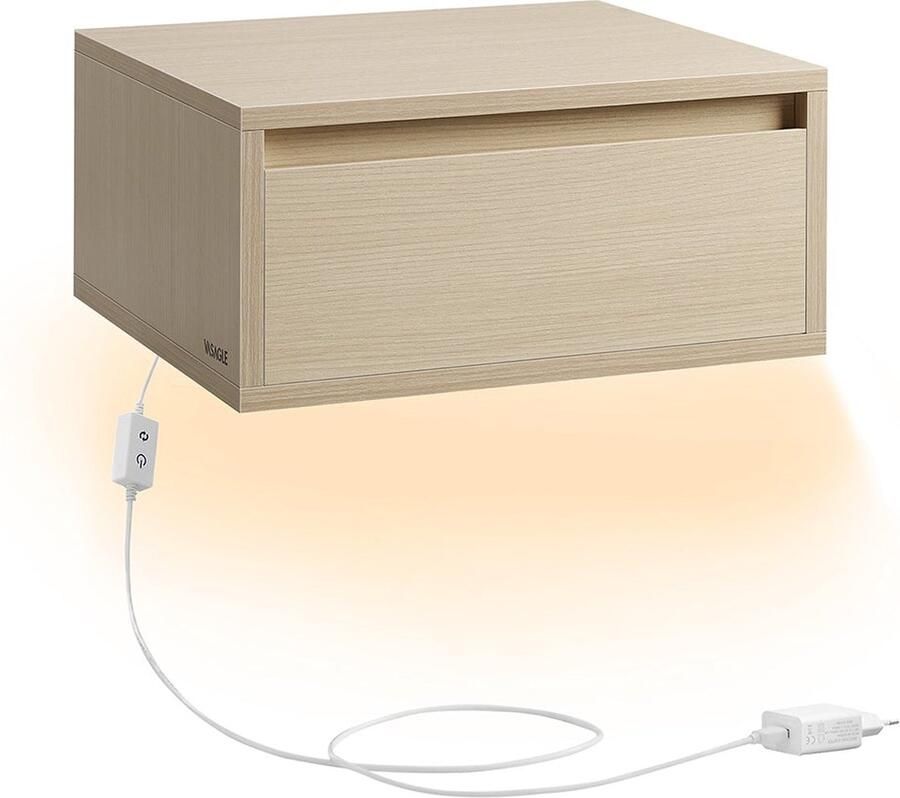 Rootz Living Rootz Natuurlijk Beige Zwevende Lade Wandplank Zwevende Plank Houten Spaanplaat Vezelplaat met gemiddelde dichtheid 35cm x 40cm x 18cm