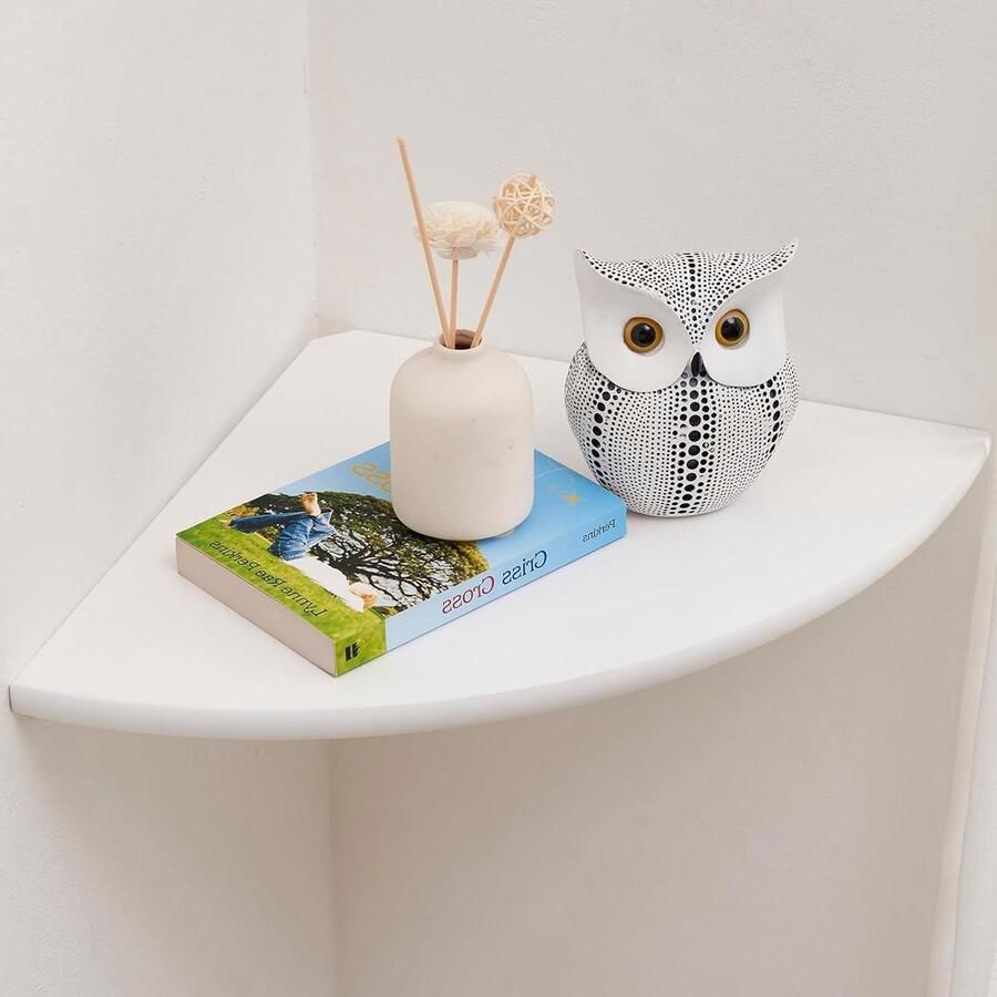 Natuurlijk eikenhouten hoekschaal wandhouder met rond uiteinde zwevende wandplank oplossing voor planten in de slaapkamer