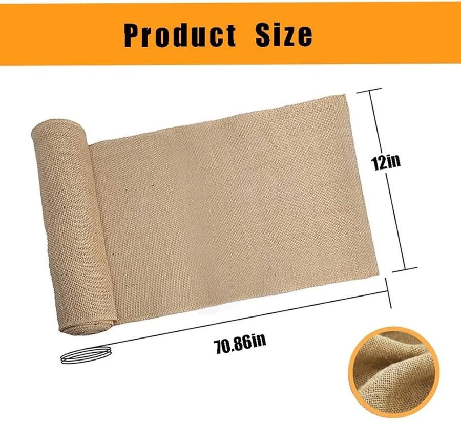 Natuurlijk jute tafelloper vintage stijl 1 stuk kaki 180 x 30 cm