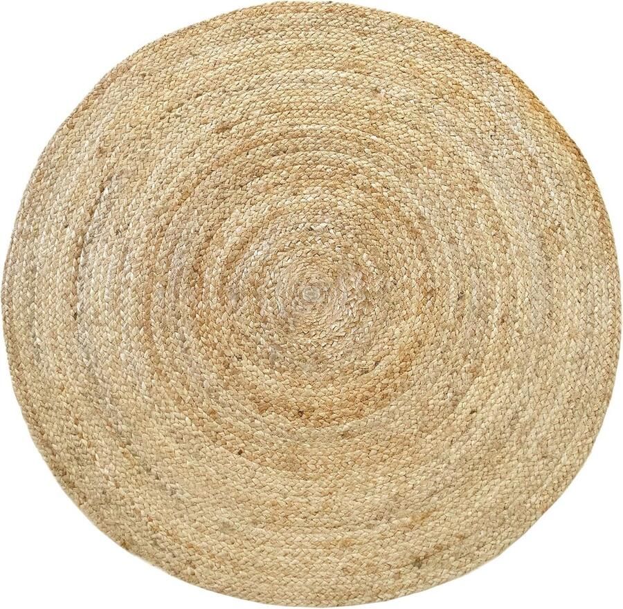 Natuurlijk Jute Vloerkleed Rond 100x100cm Handgemaakt en Biologisch Afbreekbaar Vloerkleed voor Woonkamer Slaapkamer en Eetkamer