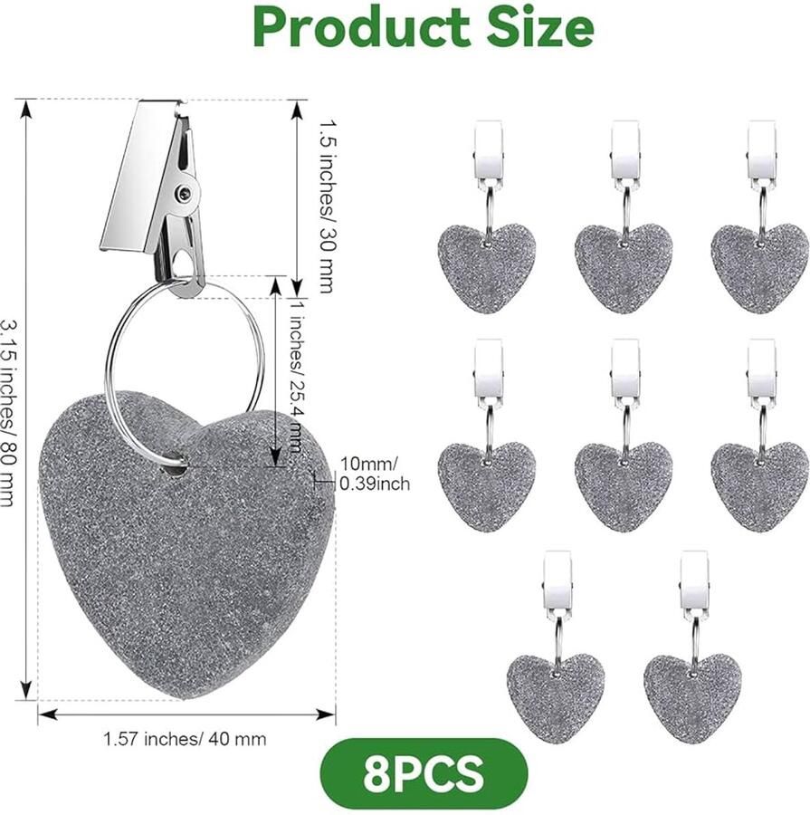 Natuurlijk marmeren tafelkleedgewicht bescherming tegen wind set van 8 grijs
