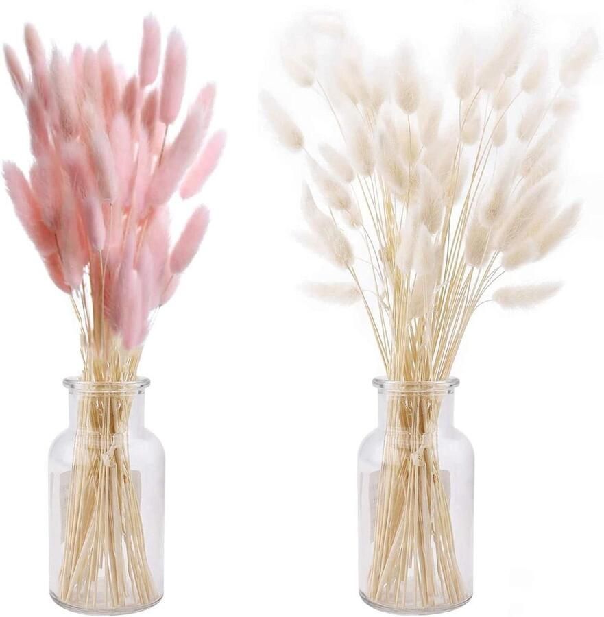 Natuurlijk pampasgras decoratie 50 stuks herbruikbaar roze + wit doe-het-zelf droogbloemen gedroogd voor woonkamer bruiloft tafel bloemen arrangementen thuis decoratie zonder vaas