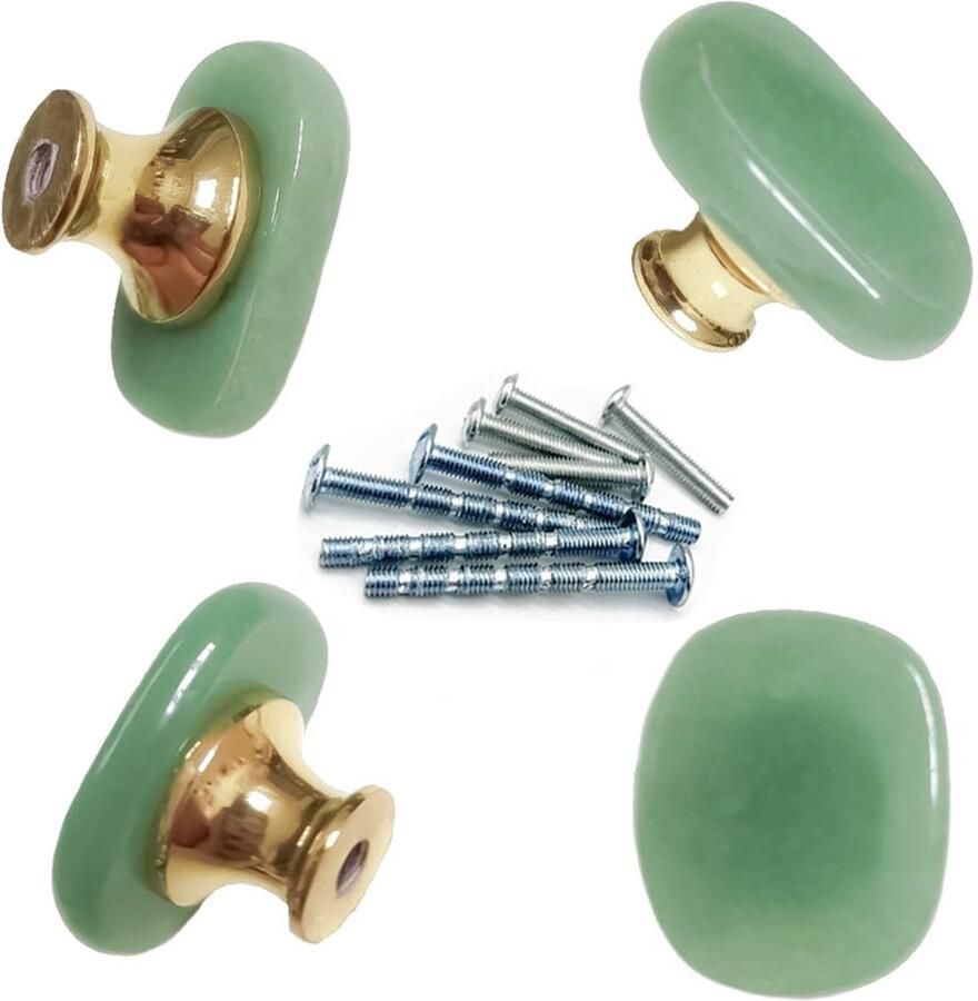 Natuurlijke Aventurijn Steenknoppen 4 Stuks Groen Edelstenen Meubelaccessoires