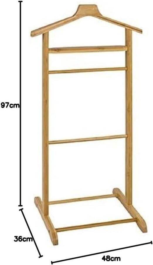 Natuurlijke Bamboe Kapstok Scandinavisch Design 48 cm breed 97 cm hoog 36 cm diep