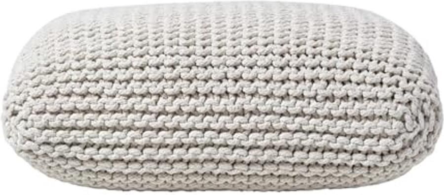 Natuurlijke gebreide vierkante poef Voetbank 100% katoen Geschikt voor woonkamer Multifunctioneel vloerkussen